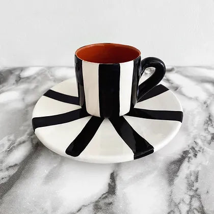 Espresso Cup & Saucer - Vertical Stripe +