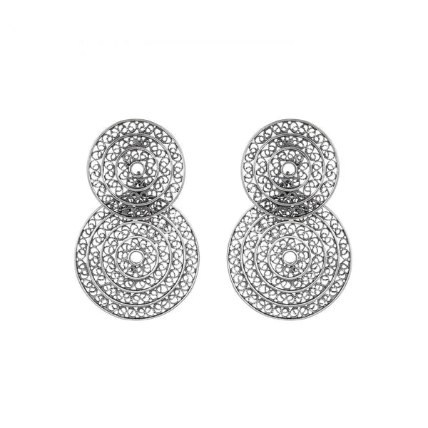 Portugal Jewels - Earrings Two Circles in Silver
