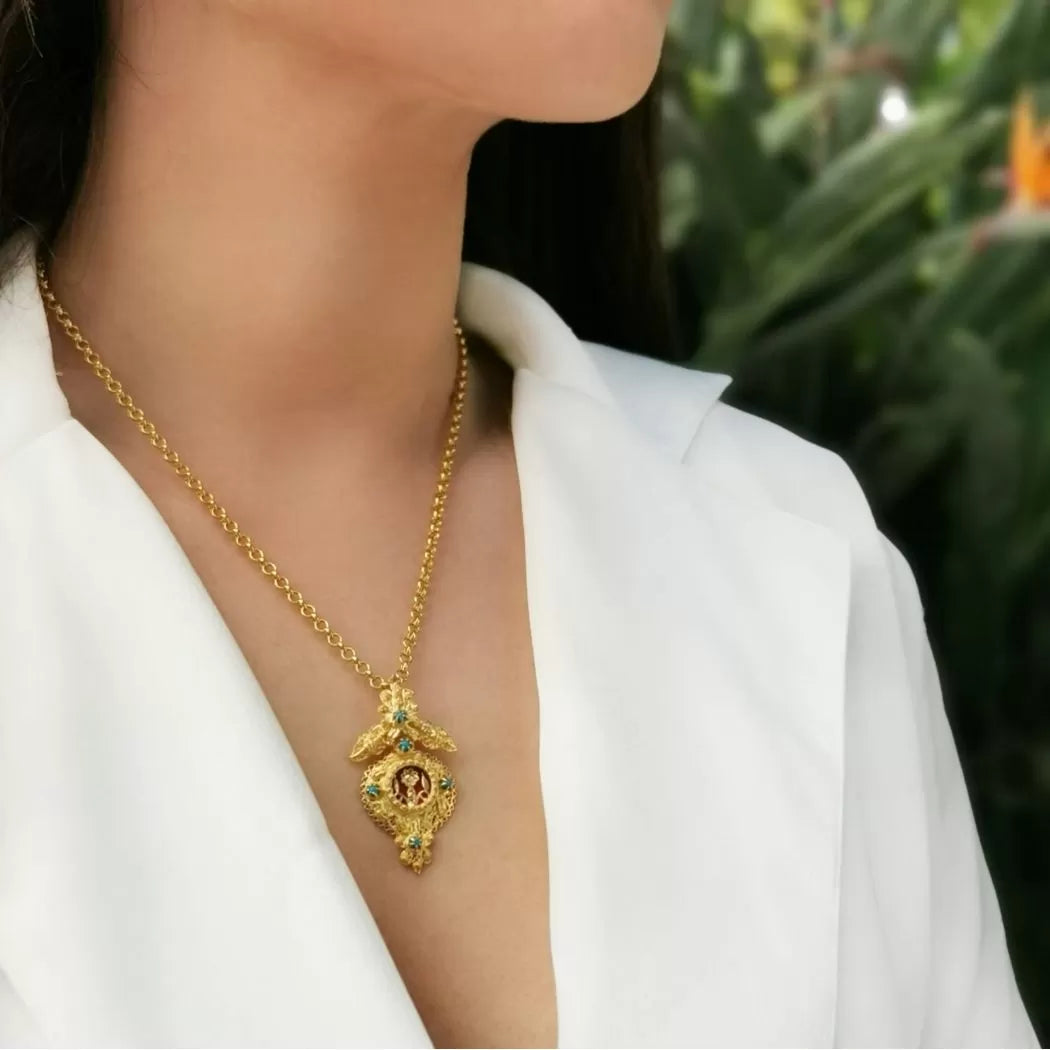 Portugal Jewels - Necklace Shrine in Gold Plated Silver