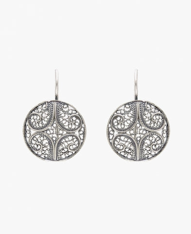 Portugal Jewels - Circle Filigree Earrings 2cm in Silver