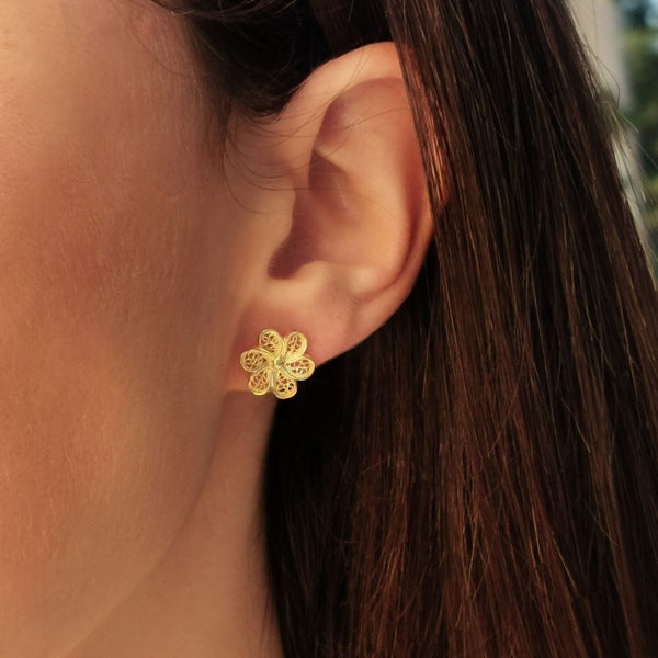 【HYERES LOR】25SS★ Essence Silver Flower Earrings 925 Sterling Silver Carved White Rock Crystal Flower Stud