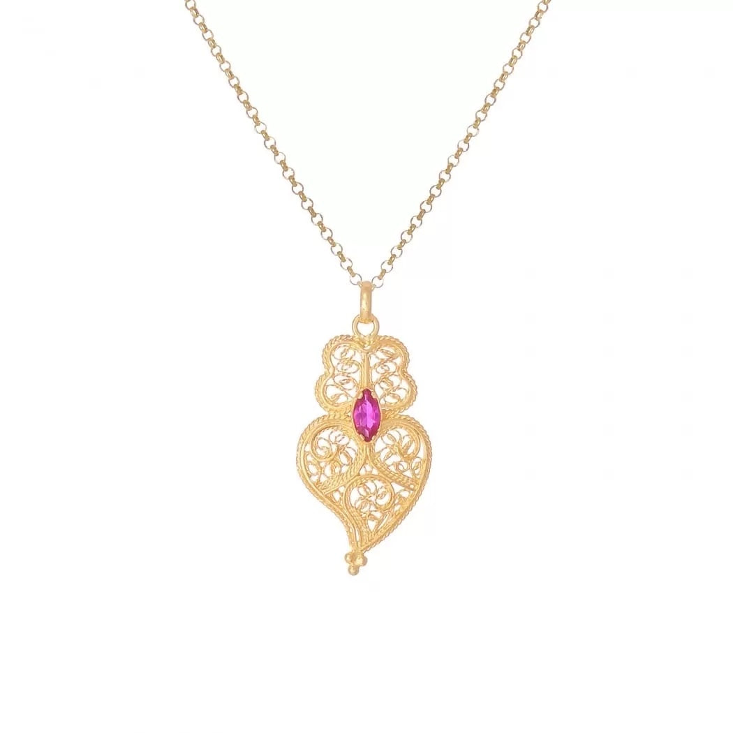 Portugal Jewels - Necklace Heart of Viana Ruby