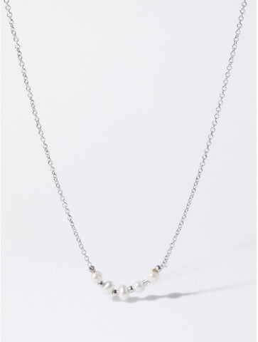 SS24 - Silver necklace with faux pearl
