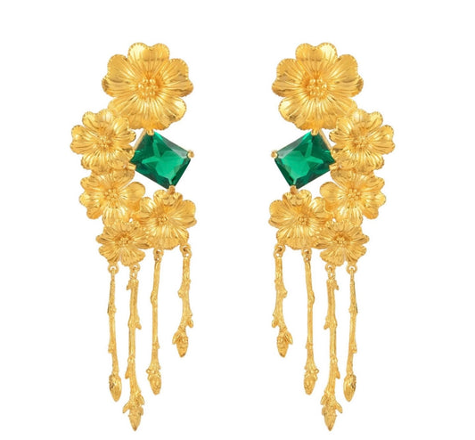 Portugal Gifts - Amalia - Bloom earrings with green stone