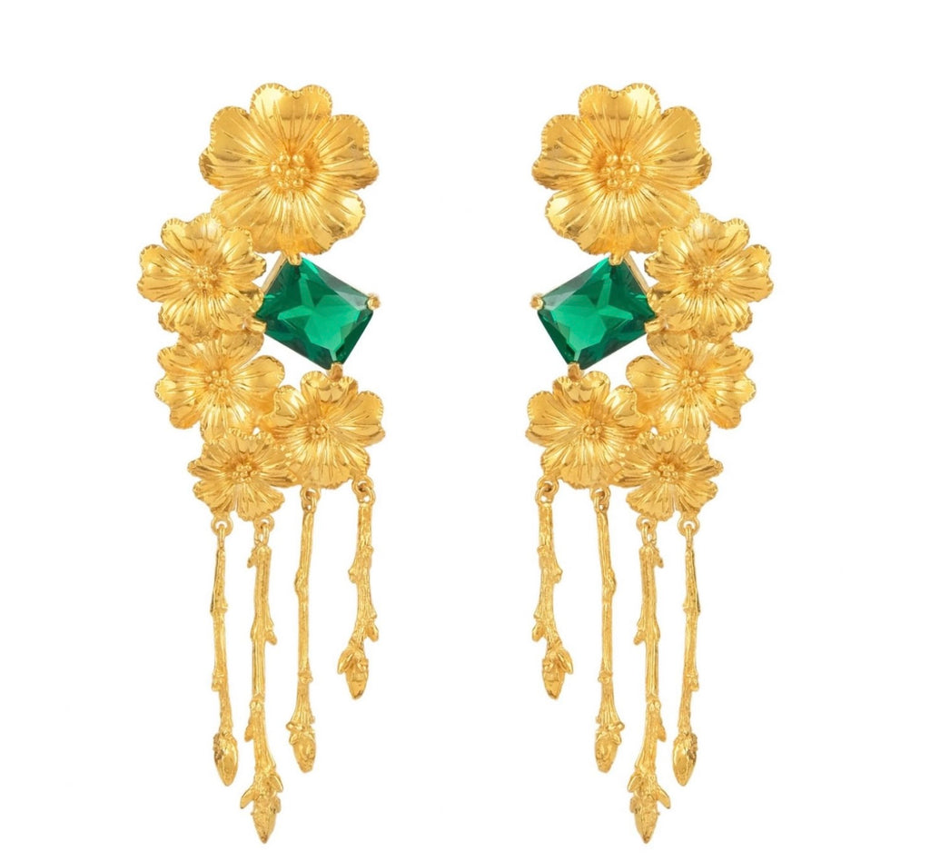 Portugal Gifts - Amalia - Bloom earrings with green stone