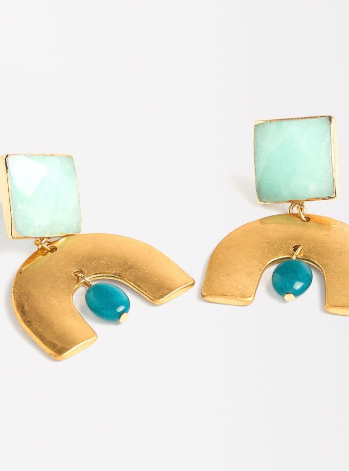 SS24 collection - geometric earrings with stone