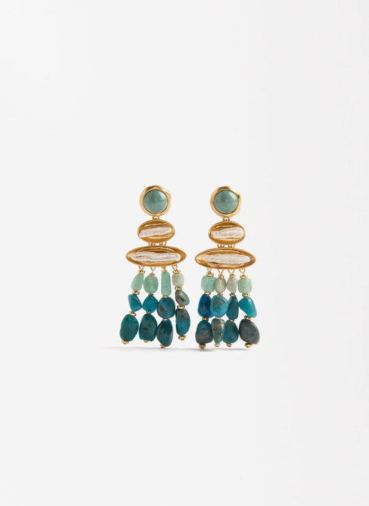 SS24 - earrings - long with stones - clip on