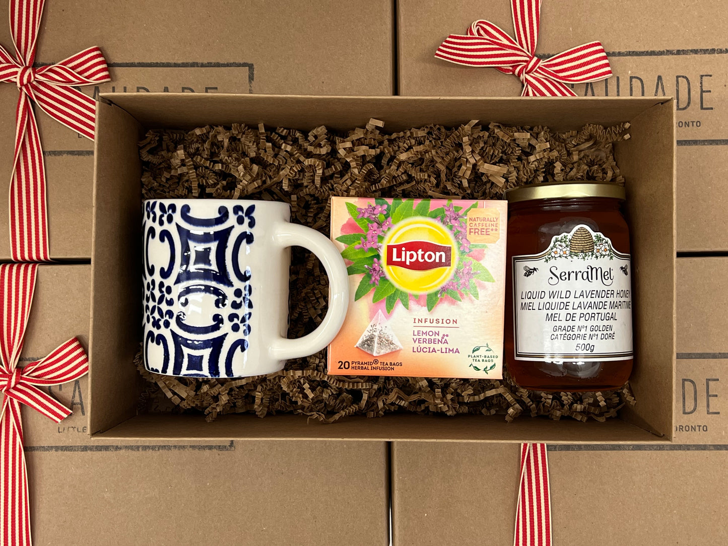 Gift Box Set - Traditional Mug, Lipton Tea, and Lavender Honey