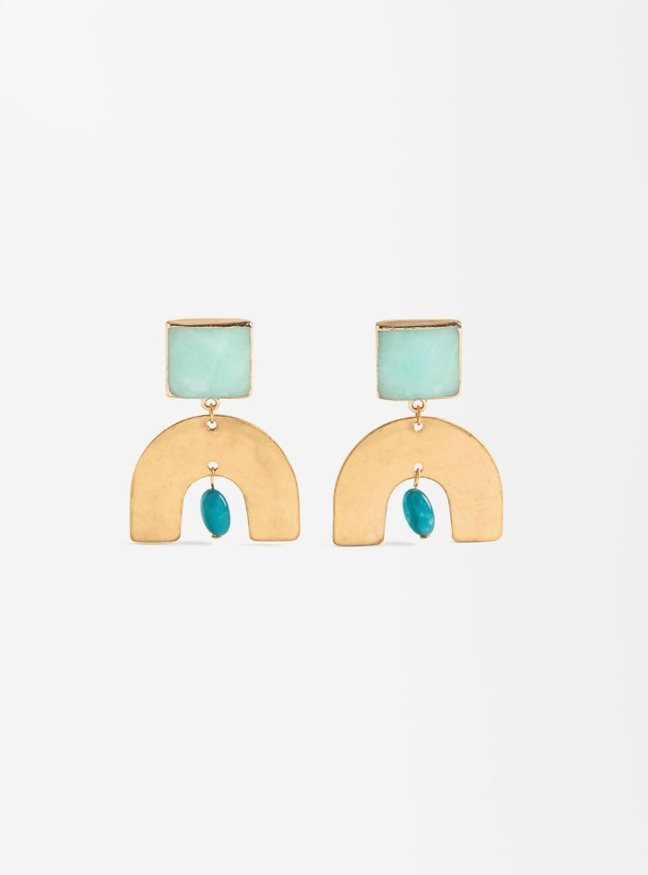 SS24 collection - geometric earrings with stone