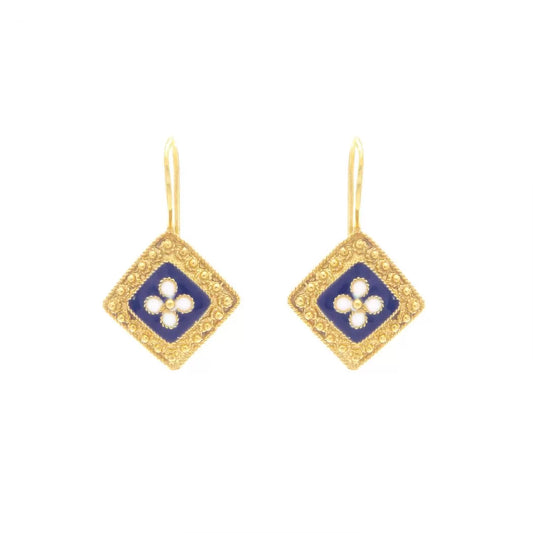 Portugal Jewels - Square Caramujo Earrings in Gold Plated Silver