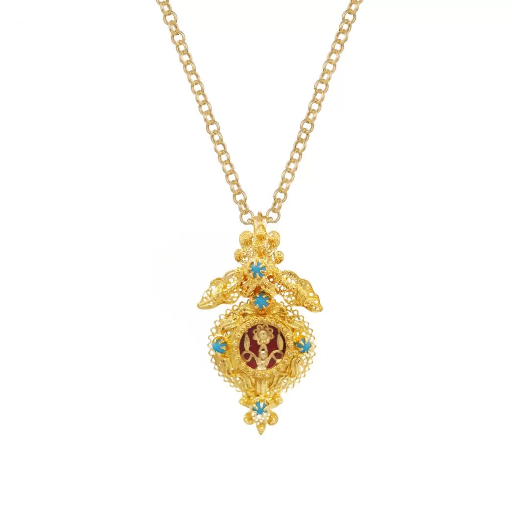 Portugal Jewels - Necklace Shrine in Gold Plated Silver