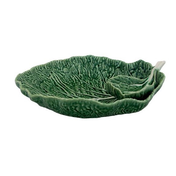 Bordallo Pinheiro - Cabbage Collection - Large leaf w/ Dip Bowl - 2 Colours