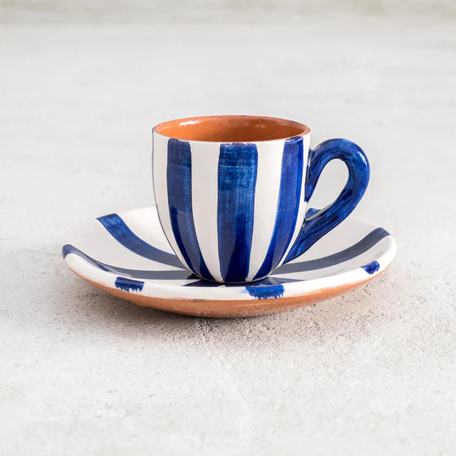 Espresso Cup & Saucer - Vertical Stripe +