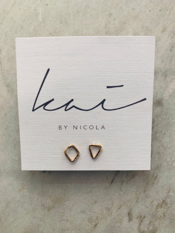 Kai - One Of A Kind Geo Studs - 14K Yellow Gold