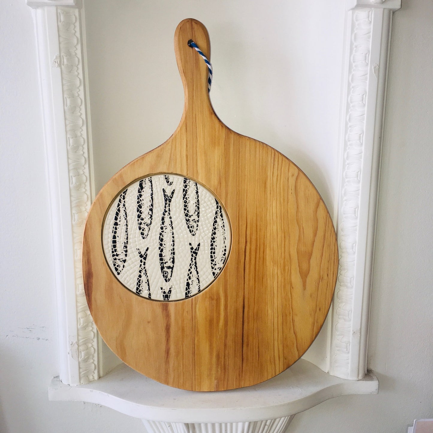 Round Wood Serving Board - Round with Cobblestone tile insert; Various styles