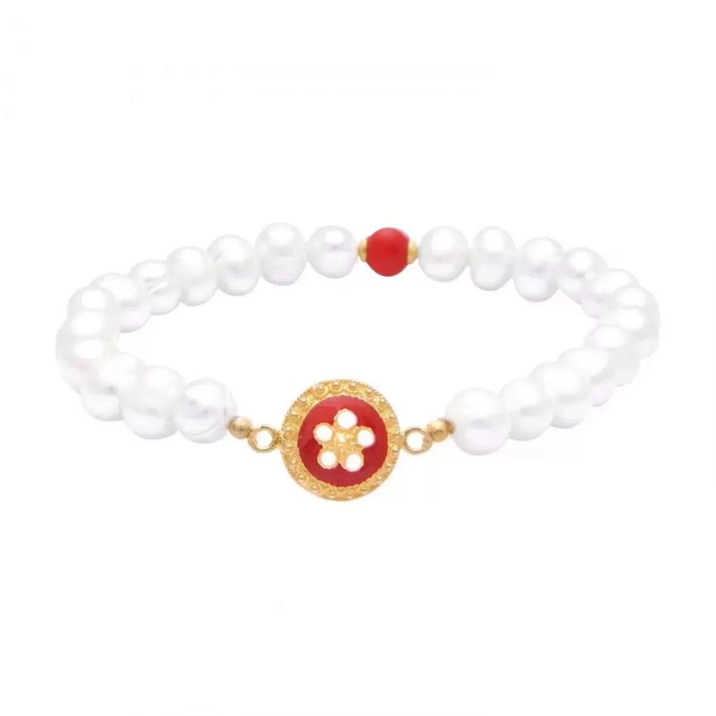 Portugal Jewels - Bracelet Red Caramujo and Pearls