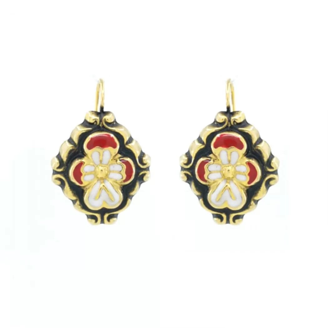 Portugal Jewels - Earrings Baroque Blue or Red Enamel