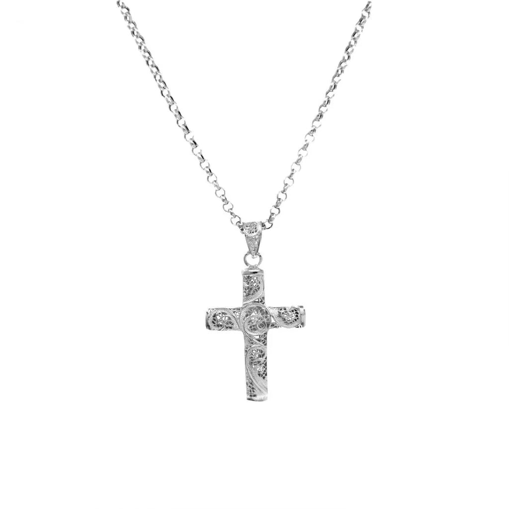 Portugal Jewels - Necklace Cross Filigree in Silver