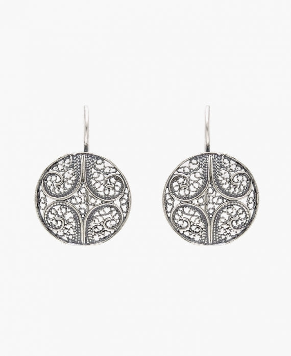 Portugal Jewels - Circle Filigree Earrings 2cm in Silver