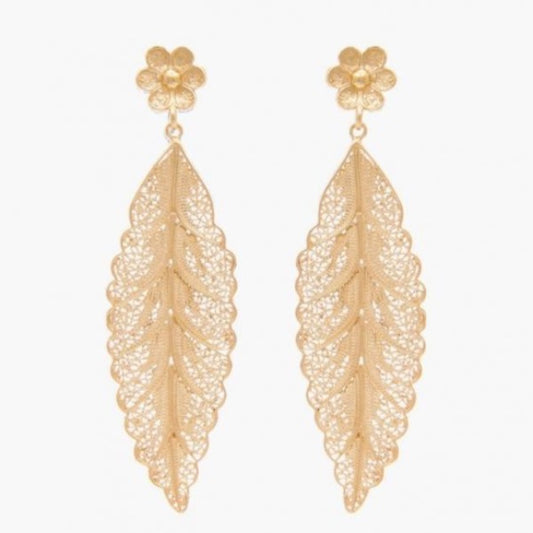 Portugal Jewels - Leaf Filigree Earrings +