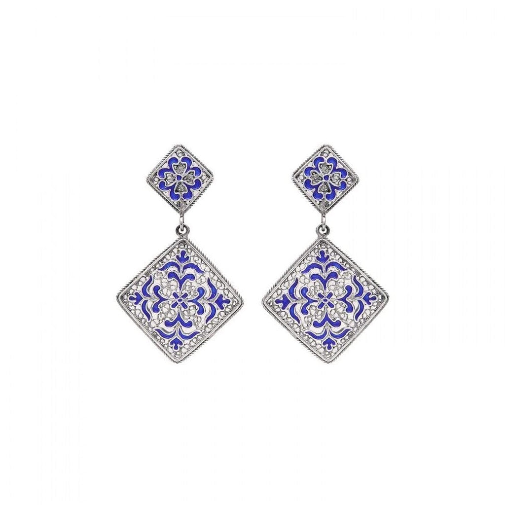 Portugal Jewels - Earrings Azulejo in Silver