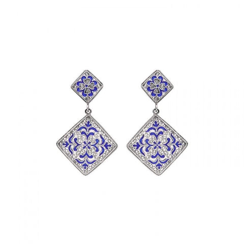 Portugal Jewels - Earrings Azulejo in Silver