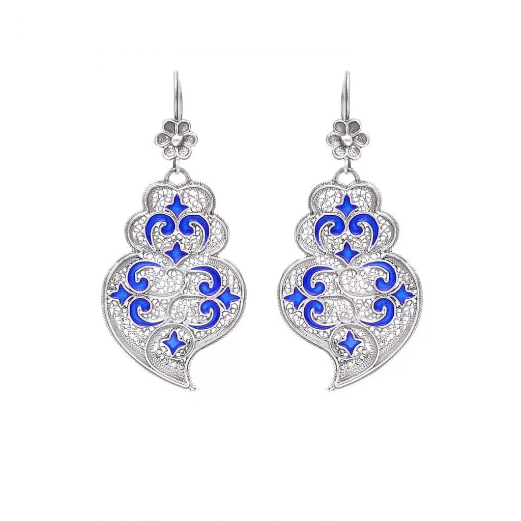 Portugal Jewels - Heart of Viana Azulejo Earrings
