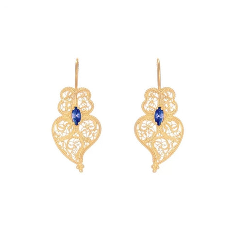 Portugal Jewels - Heart of Viana Earrings Blue Zirconia
