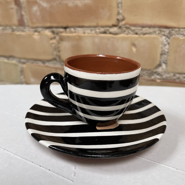 Horizontal Stripe Espresso Cup & Saucer - 2 Colours