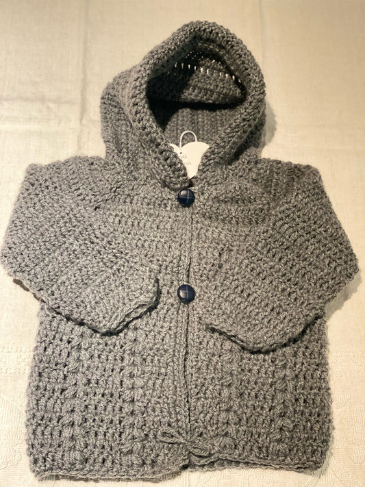 byBranca - Dark Grey Crochet Sweater - 24 Months