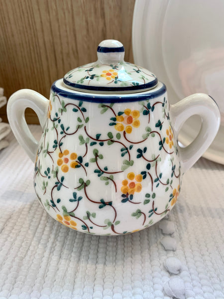 OF ceramics - Vintage Yellow Floral - Sugar Bowl