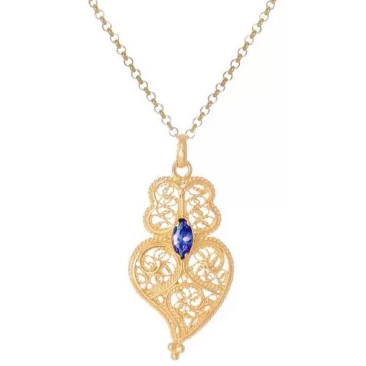 Portugal Jewels - Necklace Heart Of Viana Blue
