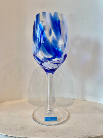 DMG - White/Blue Confetti Wine Glass
