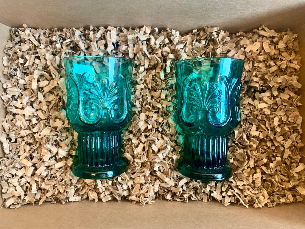 Gift Set - 2 Small Vintage Stem Glass - Multiple Colours