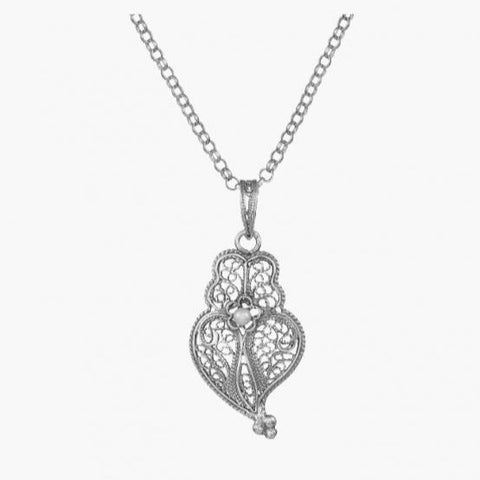 Portugal Jewels - Necklace Heart of Viana in Silver - Various Sizes