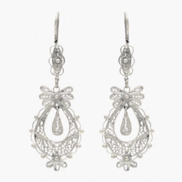 Portugal Jewels - Filigree Princess Earrings in Silver