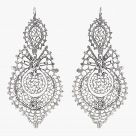 Portugal Jewels - Queen Filigree Silver Earrings - Various Sizes