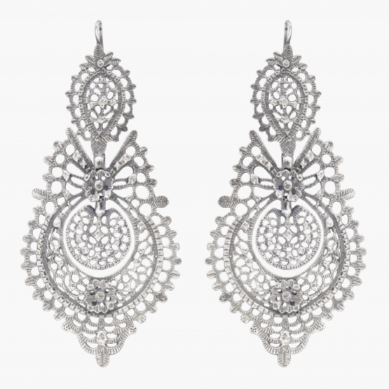 Portugal Jewels - Queen Filigree Silver Earrings - Various Sizes
