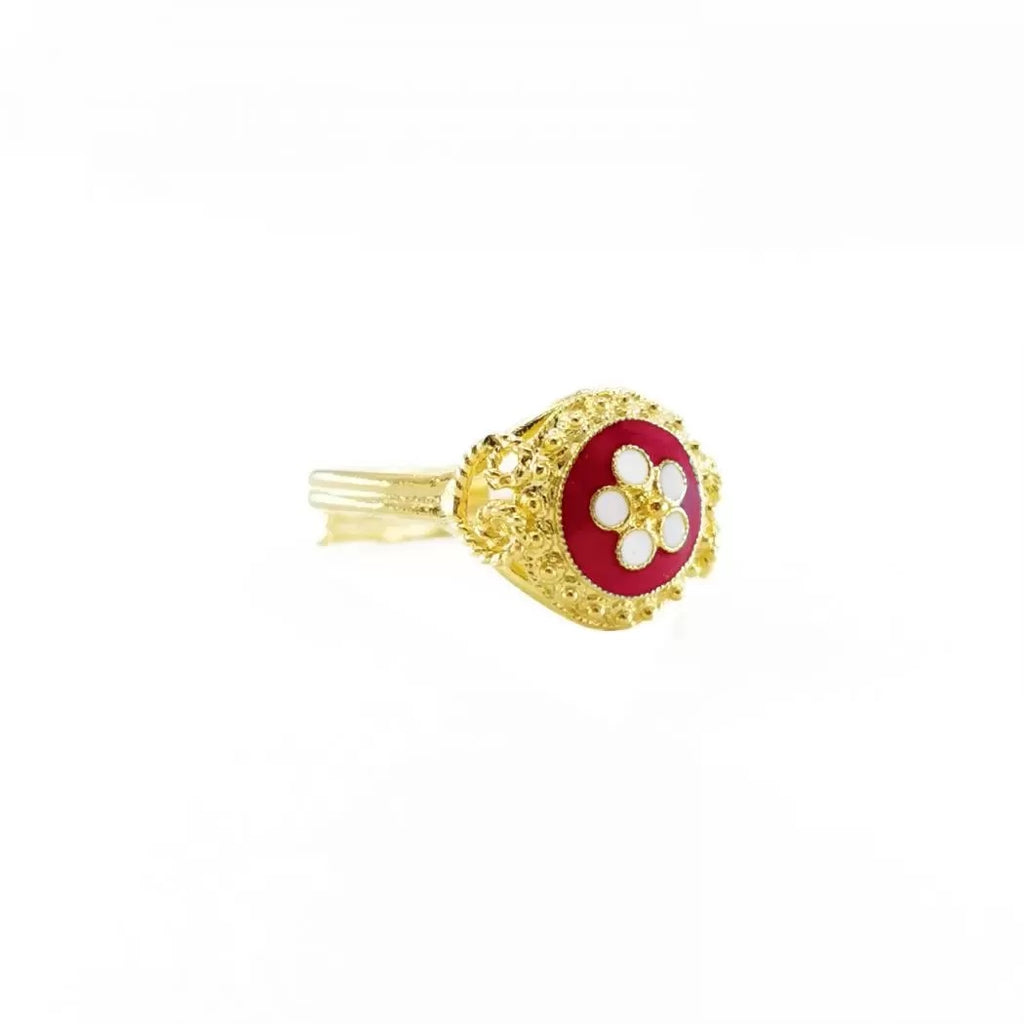 Portugal Jewels - Ring Red Caramujo in Gold Plated Silver