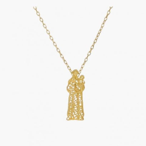 Portugal Jewels - St. Anthony Filigree Necklace in Gold Plated Silver